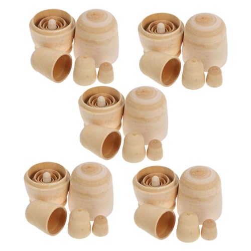 Hohopeti 5 Sätze Unbemalte Hölzerne Puppen Blanke DIY Nesting Dolls zum Bemalen Glatte Oberfläche Sichere Kinderbastelsets für Kreative Familienaktivitäten und Geschenkdekorationen von Hohopeti