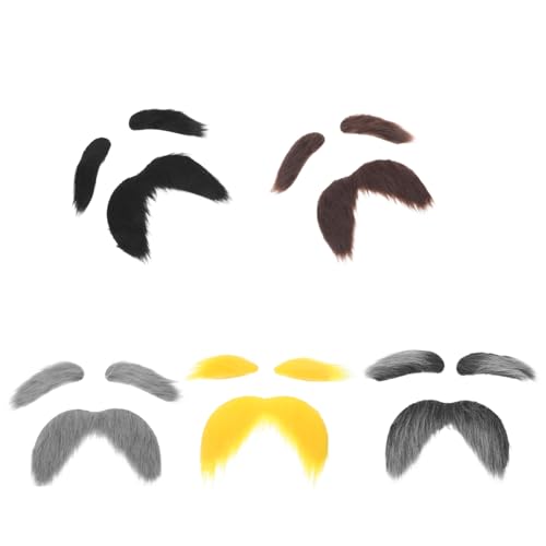 Hohopeti 5 Sets Halloween Falscher Falsche Augenbrauen Falscher Augenbraue Halloween Opa Augenbrauen Gefälschte Schnurrhaare Zubehör Cosplay von Hohopeti