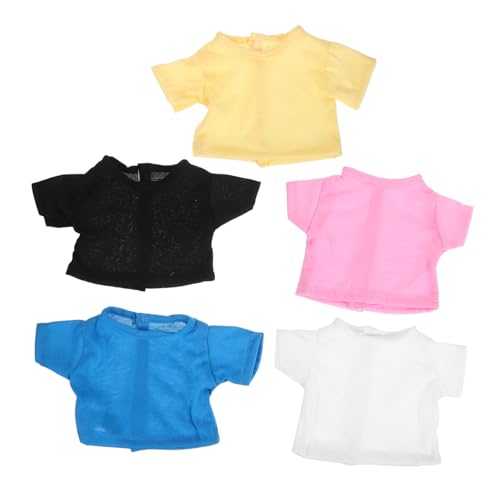 Hohopeti 5 Stück Build--Bear Kurzarm-t-Shirts in Einfarbig Weiche Bärenkleidung Komfortable Puppenbekleidung für Kuscheltiere Modische Accessoires für Stofftiere von Hohopeti