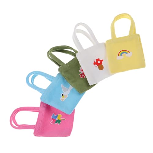 Hohopeti 5 Stück Teiliges Mini Canvas Schultertaschen Bunte Kleine Handtaschen aus Strapazierfähigem Segeltuch für Puppenhaus Zubehör Stilvolle Mini Taschen für Puppenkleidung und Hohopeti 5 Stück Teiliges Mini Canvas Schultertaschen Bunte Kleine Handtaschen aus Strapazierfähigem Segeltuch für Puppenhaus Zubehör Stilvolle Mini Taschen für Puppenkleidung und von Hohopeti