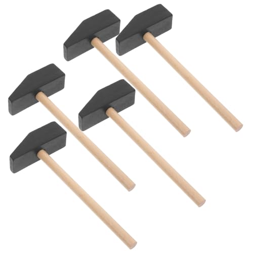 Hohopeti 5 Stück Teiliges Mini Holzhammer für Sicherer Robuster DIY Hammer aus Massivem Holz Pädagogisch Vielseitig Fördert Feinmotorik und Kreativität für Jungen und Mädchen von Hohopeti