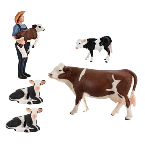Hohopeti 5 Stück Teiliges Mini Tierfiguren Realistische PVC Rinder Modelle Detailgetreue Bauernhof Figuren Pädagogisches Lernspielzeug für Vielseitig für Spielzimmer und Garten von Hohopeti