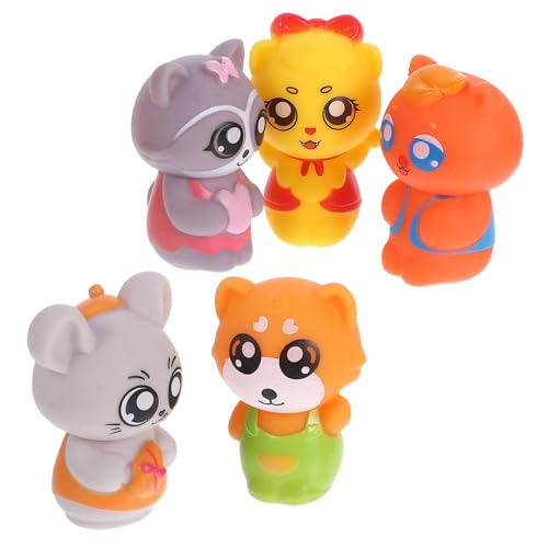 Hohopeti 5 Stück Tier-fingerpuppen, Vinyl-fingerpuppenfiguren, Niedliche Cartoon-mini-tierpuppen Für Rollenspiele Und Geschichtenerzählen, Geburtstagsparty- von Hohopeti