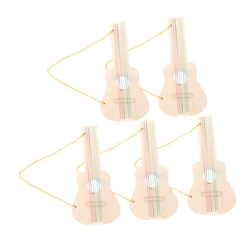 Hohopeti 5 Stück Unbemalte Holz Gitarre Teiliges DIY für Glatte Oberfläche Sichere Bastel Gitarre zum Bemalen Musikspielzeug für Jungen und Mädchen zum Selbstgestalten von Hohopeti