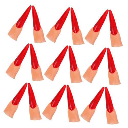 Hohopeti 50 Stück Halloween Fake Fingers mit Roten Nägeln Wiederverwendbare Kunststoff-fingerschalen Vielseitig für Kostüme Cosplay Party-streiche und Gruselige Dekorationen von Hohopeti