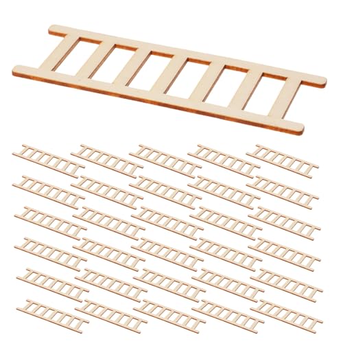 Hohopeti 50 Stück Kleine Holzleiter Kleine Holzleiter Feengarten Zubehör Mini Gartenleiter Miniatur Szenenmodell Miniaturleiter Mini Leiter Khaki von Hohopeti