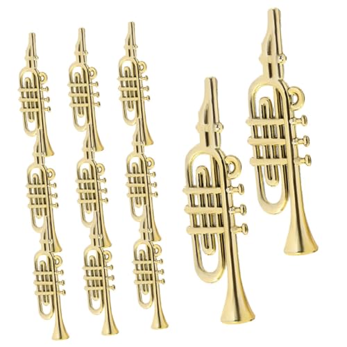 Hohopeti 50 Stück Mini-Musikinstrumentenmodell Instrumentenverzierungen Mini-Trompetendekoration Miniatur-Bassgitarre Plastik Golden Hohopeti 50 Stück Mini-Musikinstrumentenmodell Instrumentenverzierungen Mini-Trompetendekoration Miniatur-Bassgitarre Plastik Golden von Hohopeti