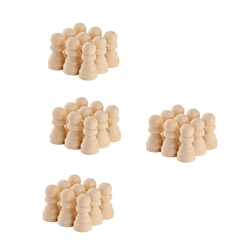 Hohopeti 50 Stück Teiliges Unbemalte Holz Schachfiguren DIY Bastelspielzeug für Naturbelassen Blanko Oberfläche zum Bemalen Fördert Kreativität und Handwerkliche Fähigkeiten Geeignet als von Hohopeti