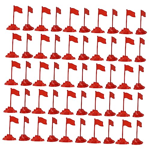 Hohopeti 50Sätze Rote Flagge Modellset aus Kunststoff Teiliges DIY Zubehör für Kreative Szenen Leicht und Perfektes Militärisches Sandtisch Accessoire von Hohopeti