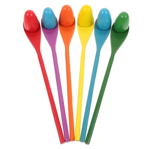 Hohopeti 6 Sätze Teiliges Balance Holzeiern und Löffeln Gleichgewichtstraining für Buntes Sensory Spiel zur Hand Auge koordination Langlebiges Holzspielzeug für Motorische Entwicklung von Hohopeti