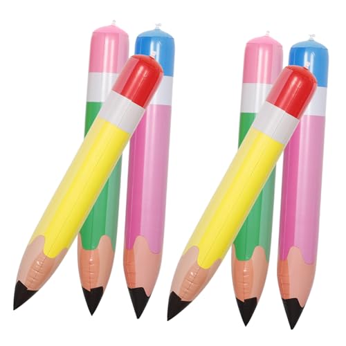 Hohopeti 6 Stück Aufblasbarer Jumbo Bleistift PVC Riesenstift für Schulanfang Klassenzimmerdekoration Leicht Robust Hängbar Back To School Party Zubehör von Hohopeti
