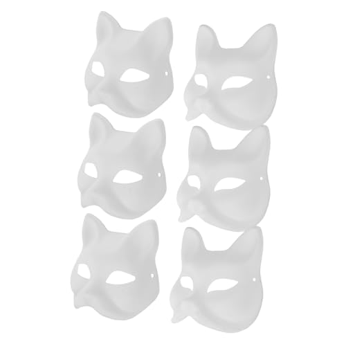 Hohopeti 6 Stück DIY Tiermasken Unbemalte Katzen und Fuchs Masken für Kreative Bastelprojekte für Cosplay Karneval und Maskerade Partys Fördert Künstlerische Ausdrucksformen von Hohopeti
