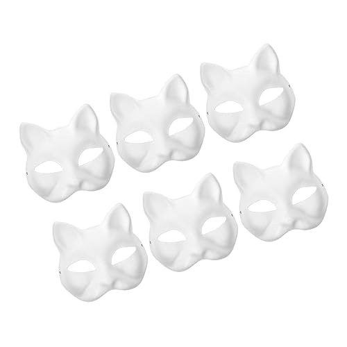 Hohopeti Katzenmaske Papierbasteln 6 Stück Blankomasken Für Karnevalskostüme Maskenballmasken Für Erwachsene Jungen Und Mädchen von Hohopeti