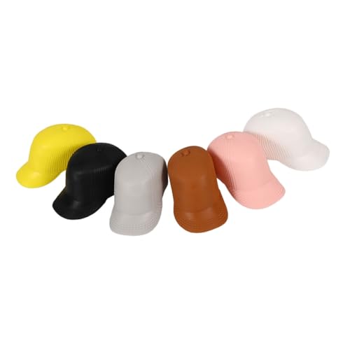 Hohopeti 6 Stück Mini Duckbillmützen aus Kunststoff Miniatur Hüte zum Basteln Dekorative DIY Puppenhüte für Puppen Gemischte Kleine Hüte als Puppenzubehör von Hohopeti