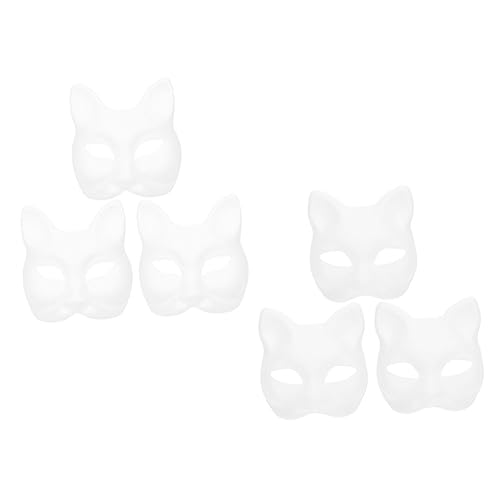 Hohopeti 6 Stück Teiliges DIY Papiermasken Katzen und Fuchsdesigns zum Bemalen Unbemalte Tiermasken für Kostümpartys Festivaldeko für Erwachsene von Hohopeti