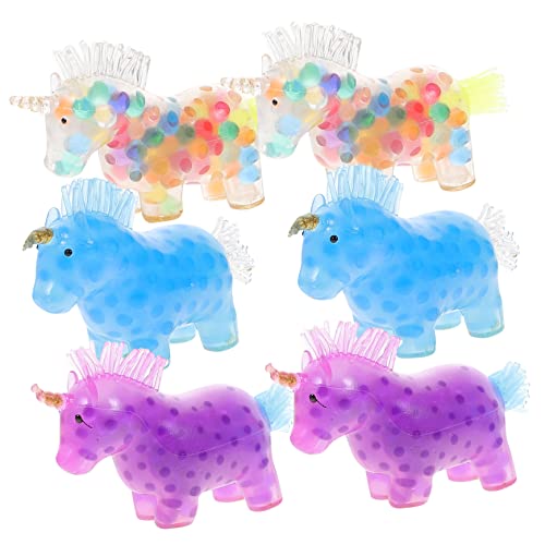 Hohopeti 6 Stück Teiliges Einhorn Stressspielzeug Bunte TPR Fidget Balls zur Stresslinderung und Konzentrationsförderung Lustige Einhorn Party und Decompression Toy Zufällige Farbe von Hohopeti