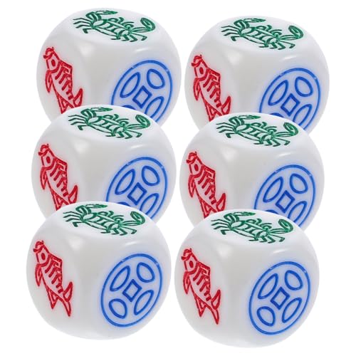 Hohopeti 6 Stück Teiliges Fisch Garnelen Krabben Huhn Würfelspielset aus Robustem Harz Partyspiel Würfel für Familien Freizeit Unterhaltung und Traditionelle Chinesische Spiele von Hohopeti