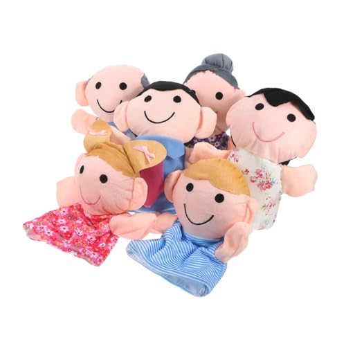 Hohopeti 6 Stück Teiliges Handpuppen Set aus Weichem Stoff mit Familienmitgliedern Vater Mutter Opa für Kleinkinder Leicht Langlebig für Rollenspiele und Bühnenauftritte von Hohopeti