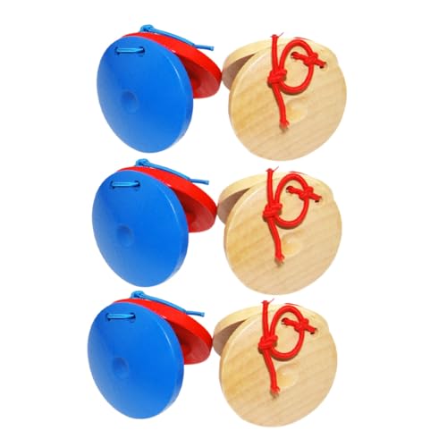 Hohopeti 6 Stück Teiliges Kastagnetten Sicherem Holz für Ergonomisch Geformt Glatte Kanten für Frühkindliche Musikpädagogik und Rhythmisches Geeignet für Kleine Hände von Hohopeti