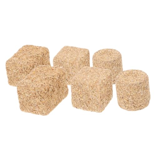 Hohopeti 6 Stück Teiliges Mini Heuballen Realistisch Gestaltete Deko für Bauernhof und Western Party Vielseitig Kombinierbar für Puppenhaus Basteln Garten und Ländliche Szenarien von Hohopeti