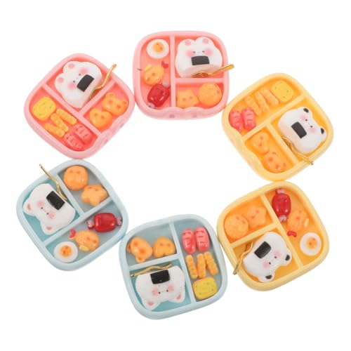 Hohopeti 6 Stück Teiliges Miniatur Lunchbox aus Resin Niedliche Miniatur Dollhouse Food Modelle Detailreiche Simulation Kleiner Essensboxen Vielseitige Dekoration für Puppenhaus und Kleine von Hohopeti