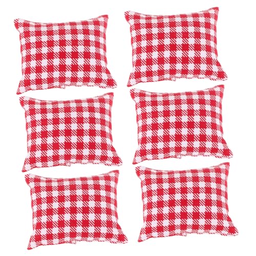 Hohopeti 6 Stück Teiliges Miniatur Puppenhaus Sofa Kissen Realistische Stoffkissen mit Feiner Verarbeitung Detailgetreue Miniatur Deko Langlebiges Material für DIY Puppenmöbel von Hohopeti