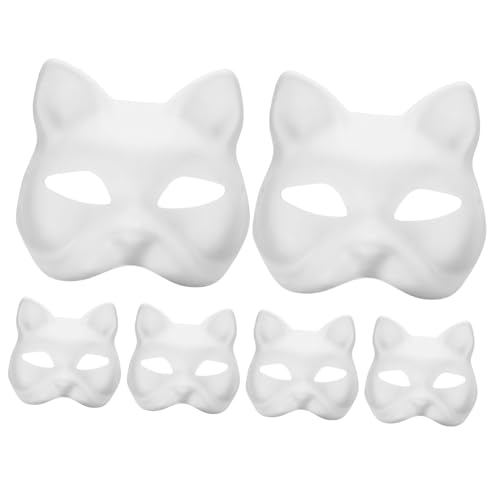 Hohopeti 6 Stück Weiße Katzenpapiermasken zum Bemalen DIY Bastelmasken für Halloween Leere Bühnenmasken für Kreative Handarbeit und Kostüme Hohopeti 6 Stück Weiße Katzenpapiermasken zum Bemalen DIY Bastelmasken für Halloween Leere Bühnenmasken für Kreative Handarbeit und Kostüme von Hohopeti