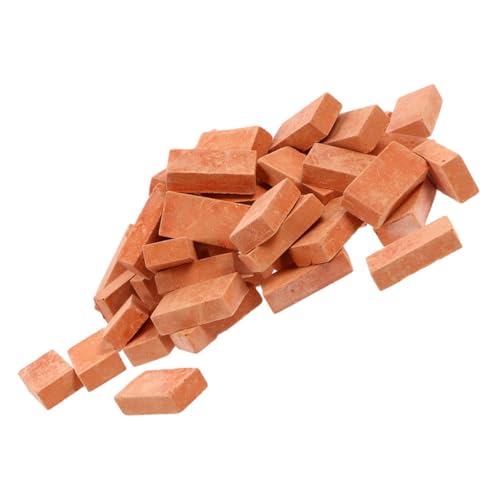 Hohopeti 60 Stück Maßstab Realistische Rote Mini Bauziegel für DIY Sandtisch Modellbau Puppenhaus Gelände Micro Landschaftsdekoration von Hohopeti