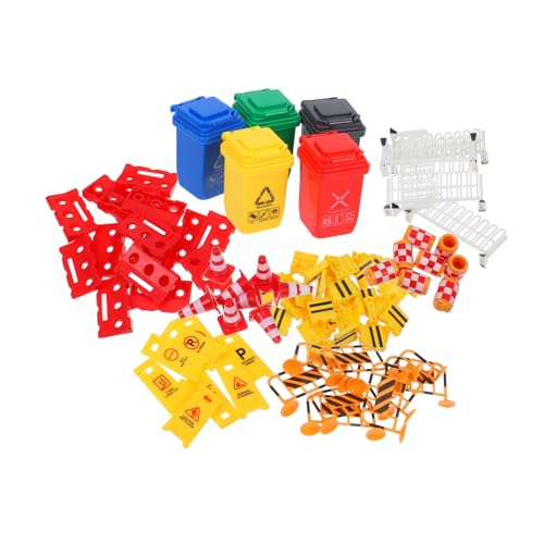 Hohopeti 67 Stück Teiliges Verkehrsschilder spielset aus Abs Mini Straßenbarrieren und Ampeln für Pädagogisches Lernspielzeug zur Verkehrssicherheit Fördert Kreativität und Räumliche von Hohopeti