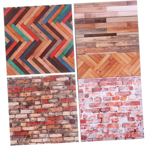 Hohopeti 7 Blätter Teilige Selbstklebende Miniatur Holzoptik Tapete für Puppenhaus Realistische PVC Wandsticker Vintage Stil Einfach Zuschneidbar für DIY Mini Haus Dekoration von Hohopeti
