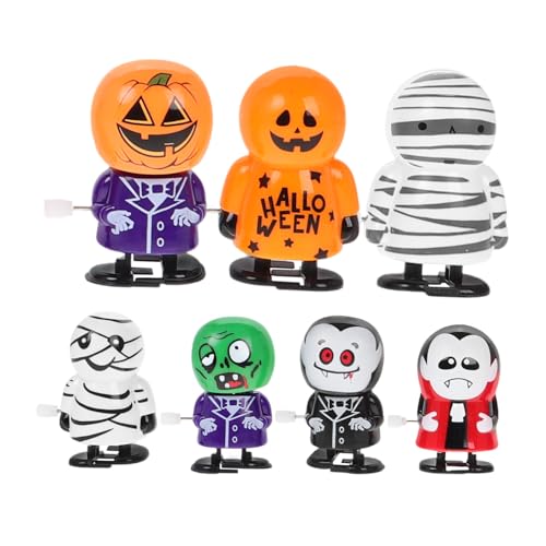 Hohopeti 7 Stück Teiliges Halloween Aufziehspielzeug Wind Up Laufspielzeug mit Gruseligen Figuren Wie Skelett Vampir Kürbis und Zombie Tragbar Leicht und Sicher für Party Mitgebsel von Hohopeti