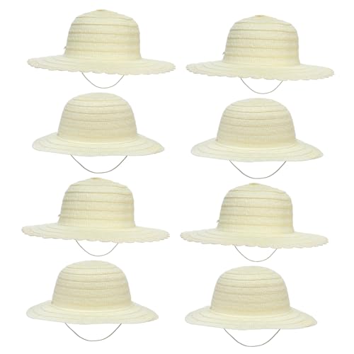 Hohopeti 8 Stück DIY Strohhüte Teiliges aus Natürlichem Stroh Weiße Bemalbare Sonnenhüte mit Glatter Oberfläche Kreative Handwerksprojekte für Mädchen für Geburtstags Schulaktivitäten von Hohopeti