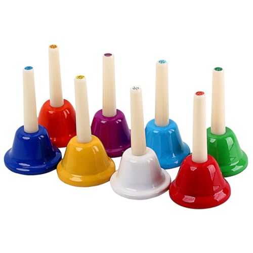 Hohopeti 8 Stück Teiliges Buntes Handglocken mit Klarem Leicht und Robust für Musikalische Früherziehung Hand Auge Koordination bei Kindern Kindergarten Geeignet von Hohopeti