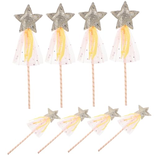Hohopeti 8 Stück Teiliges Feenstab mit Glitzerstern Leichter Prinzessinnen Zauberstab für Mädchen Vielseitig für Bühnenauftritte Mottopartys und Rollenspiele Funkelnde Pailletten Gelb von Hohopeti