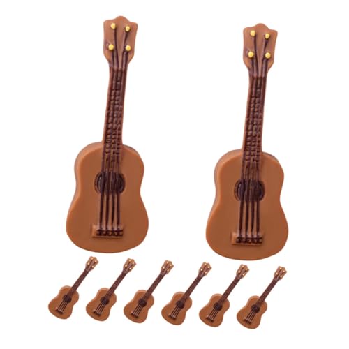Hohopeti 8 Stück Teiliges Mini Gitarren Robustem Harz Realistische Miniatur musikinstrumente für Puppenhaus dekor Kompakt und Detailreich als Fotorequisite und Miniaturzubehör von Hohopeti