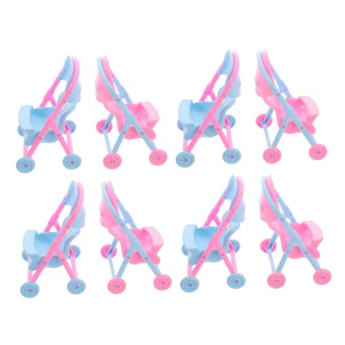 Hohopeti 8 Stück Teiliges Miniatur Puppen-Kinderwagen Detailgetreuer und Robuster Kunststoff Tragbar und Leicht zu Reinigen Realistisches für Rollenspiele und Puppenhäuser von Hohopeti
