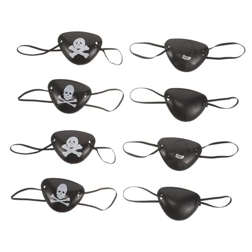 Hohopeti 8 Stück Teiliges Piraten Augenklappen mit Elastischem Band Lustige Single Eye Patch Cosplay Kostüm Zubehör für Halloween und Piraten Partys Verstellbar Bequem für Erwachsene von Hohopeti