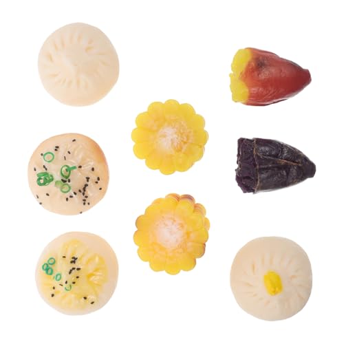 Hohopeti 8 Stück Teiliges Realistisch Gestaltetes Frühstück Spielset Gefälschte Brötchen Frühstücksrollenspiel Zubehör Fördert Kreativität und Motorische Fähigkeiten Lernspielzeug von Hohopeti