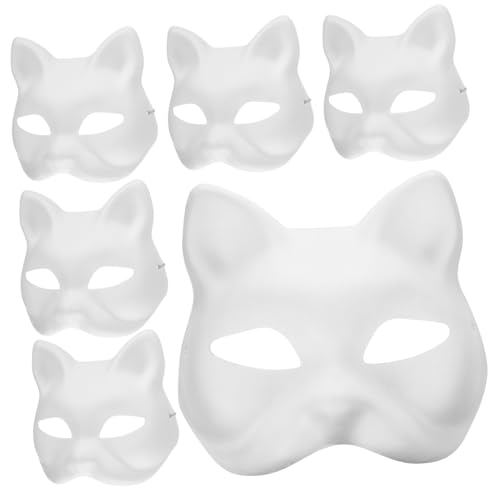 Hohopeti 8St Zellstoff-Blank-Maske Masken Pappmaché DIY bemalt Gesichtsmaske halloween masken Kaninchenzubehör Hasenmaske bemalbare Katzenmaske unbemalte maske selber machen Graffiti Fuchs von Hohopeti