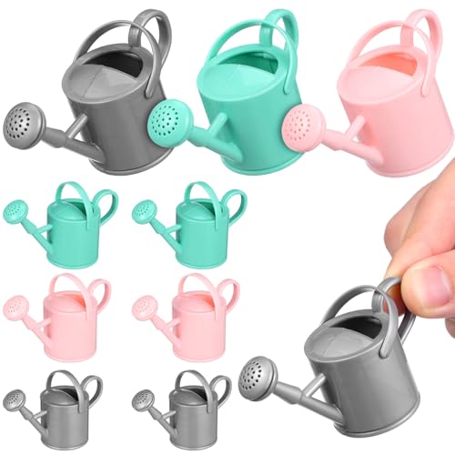 Hohopeti 9 Stück Teiliges Mini Gießkannen Robustem Abs Grün und Silber Miniaturisierte Gartenwerkzeuge für Puppenhaus Dekoration für Rollenspiele und Kleine Pflanzgefäße von Hohopeti