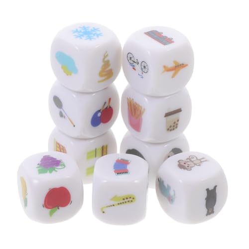 Hohopeti 9 Stück Teiliges Storytelling Würfel für Leichte Acryl Würfel mit Bunten Motiven Vielseitige Sprachlern und Erzählwürfel Fördert Kreativität Kommunikation für Spiel und Unterricht von Hohopeti
