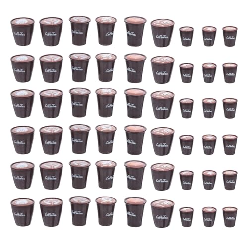 Hohopeti 90 Stück Bastel Lebensmittelzubehör Herz Niedliche Gefälschte Desktop Ornamente DIY Zubehör Latte Katze Japanische Küche Schöne Miniatur Simulationsbecher Getränke Mini von Hohopeti
