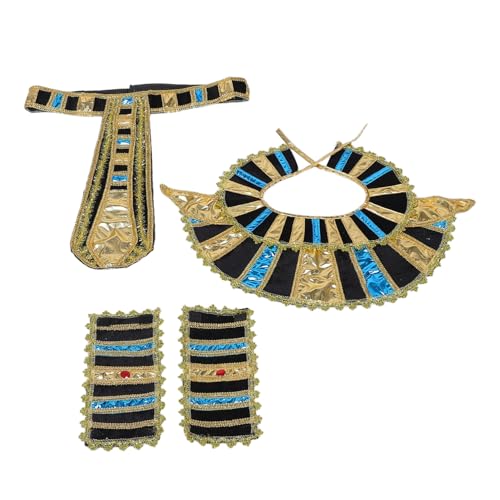 Hohopeti Ägyptisches Kostümset für Herren Teiliges Set mit Goldenem Gürtel Kragen und Armbändern Leichtes Langlebiges Halloween Cosplay Zubehör für Party und Bühnenauftritte von Hohopeti