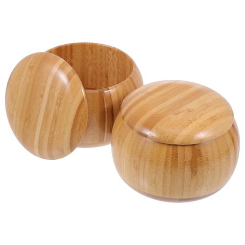 Hohopeti Bambus Schachfiguren Aufbewahrungsboxen Kleine Go Chess Stück Behälter Glatte Oberfläche Langlebiges Material Praktisch Für Go Spiel Steine Lagerung von Hohopeti