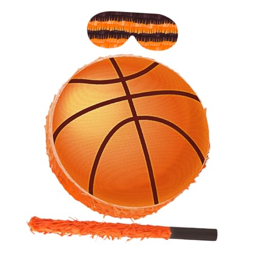 Hohopeti Basketball Pinata mit Stock und Augenbinde Sportliche Partydekoration für Kindergeburtstag Interaktives Spiel für Jungen und Mädchen Einfache Befüllung Sport-themen Veranstaltung von Hohopeti