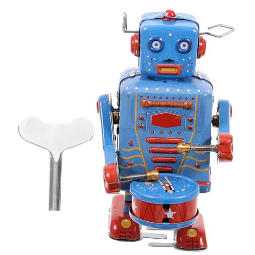 Hohopeti 1pc Uhrwerk Trommeln Roboter Weißblech Vintage Windup Spielzeug Für Jungen Und Mädchen Retro Roboter Spielzeug Kreative von Hohopeti