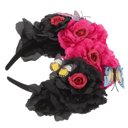 Hohopeti Blumen Stirnband Pfingstrose Haar Frau Halloween Ornament Blume Dekorative Simulation Decor Supplies Party Crown Band Kopfschmuck Kranz Für von Hohopeti