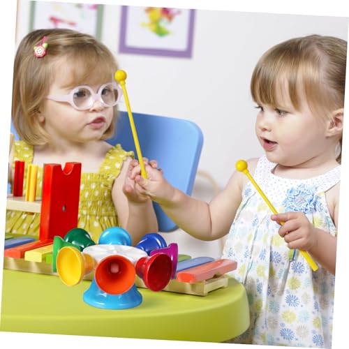 Hohopeti Bunte Handglocken Musikinstrument für Kindergarten Frühförderung Rotierender Glocken Clock Lernspielzeug zur Handmotorikförderung von Hohopeti