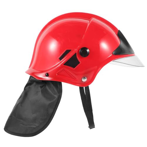 Hohopeti Cosplay Feuerwehrhelm Feuerwehrmann Kostüm Helm aus Kunststoff Rot Party Zubehör für Karneval Halloween Verkleidungsspielzeug von Hohopeti