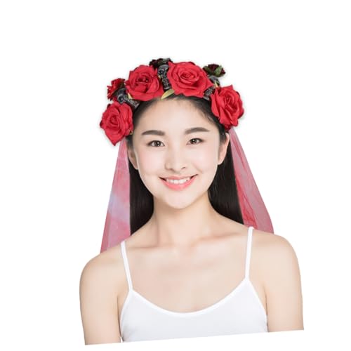 Hohopeti Cosplay Für Kopfbedeckungen Haarband Erwachsene Und Kostüm Halloween Band Rose Blume Schädel Haar Kopfschmuck Stirnband von Hohopeti